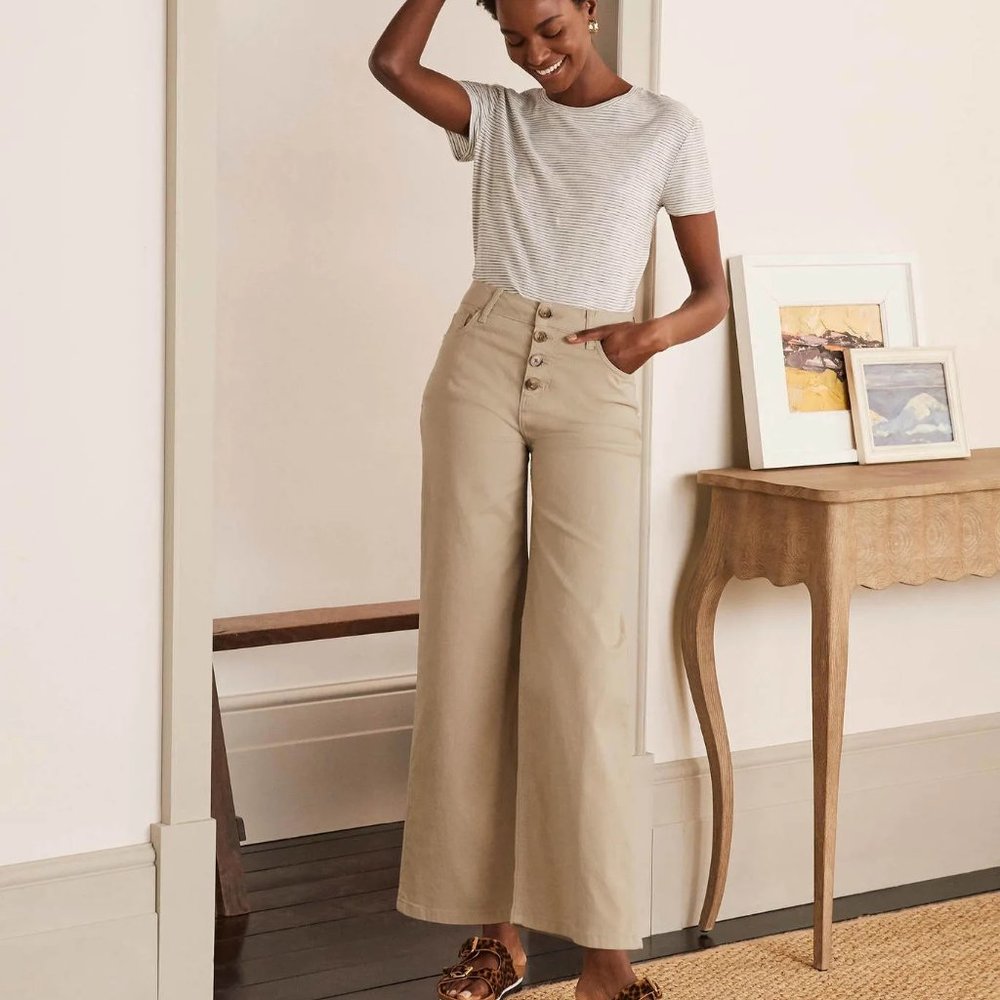 NWT Boden  Horn Button Wide Leg Jeans